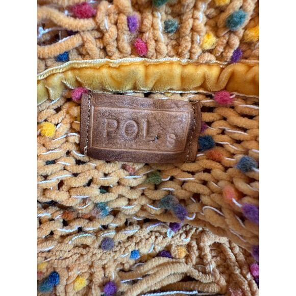 POL Stunning Yellow Distressed Mockneck Cropped Sweater Size Small - Picture 6 of 8